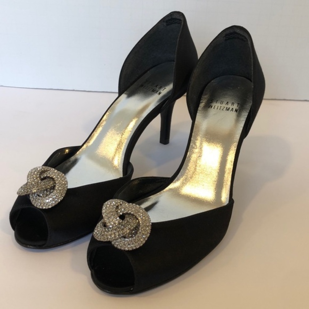 Stuart Weitzman Black Pump with Rhinestones Size 7